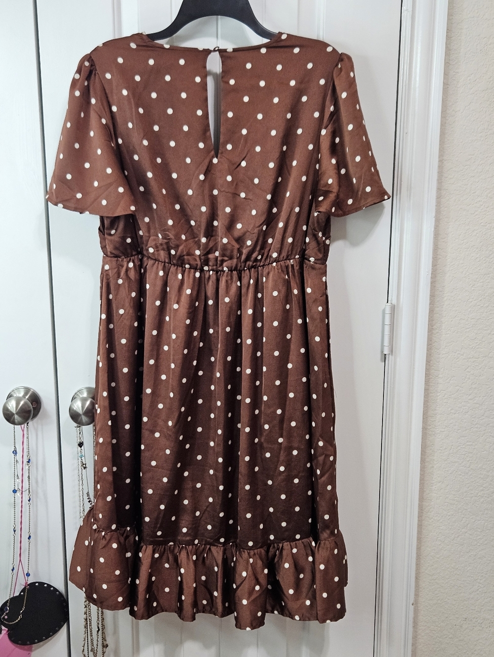 Polka Dot Wrap Ruffle Dress - Picture 8 of 13